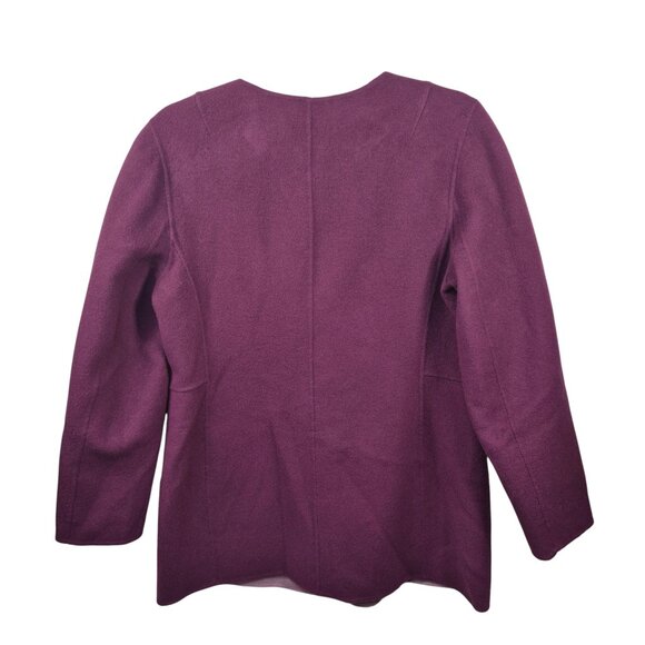 Talbots Coat Womens 10 Purple Wool Blend Peacoat Double Faced Reversible Buttons - Picture 3 of 15